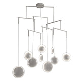 Minimalist White Focus LED Pendant Light Dimmable Ring Chandelier with 3 6 or 9 Lights for High Ceiling