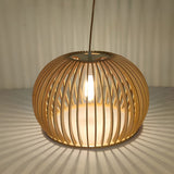 Minimalist Wood Pumpkin Lantern Chandelier Nordic Kitchen Pendant Lighting Fixture