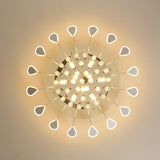 Modern Flower Crystal LED Flush Mount Ceiling Light Dimmable Chandelier for Living Room