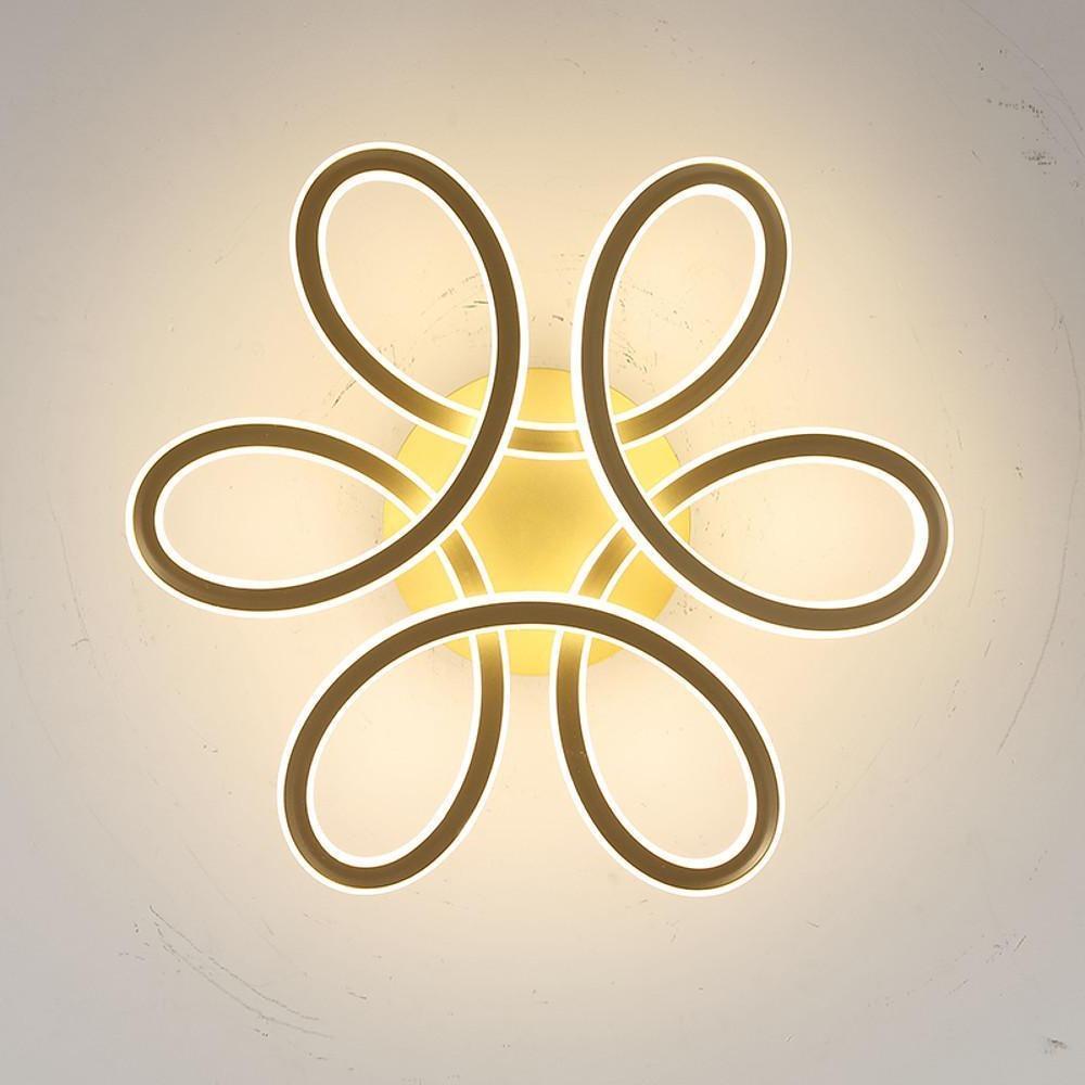 Elegant Swirl Flower Dimmable LED Ceiling Light Modern Flush Mount Fixture in Gold or Coffee