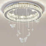 Modern Circular LED Crystal Chandelier Flush Mount Ceiling Light for Luxury Interior Spaces