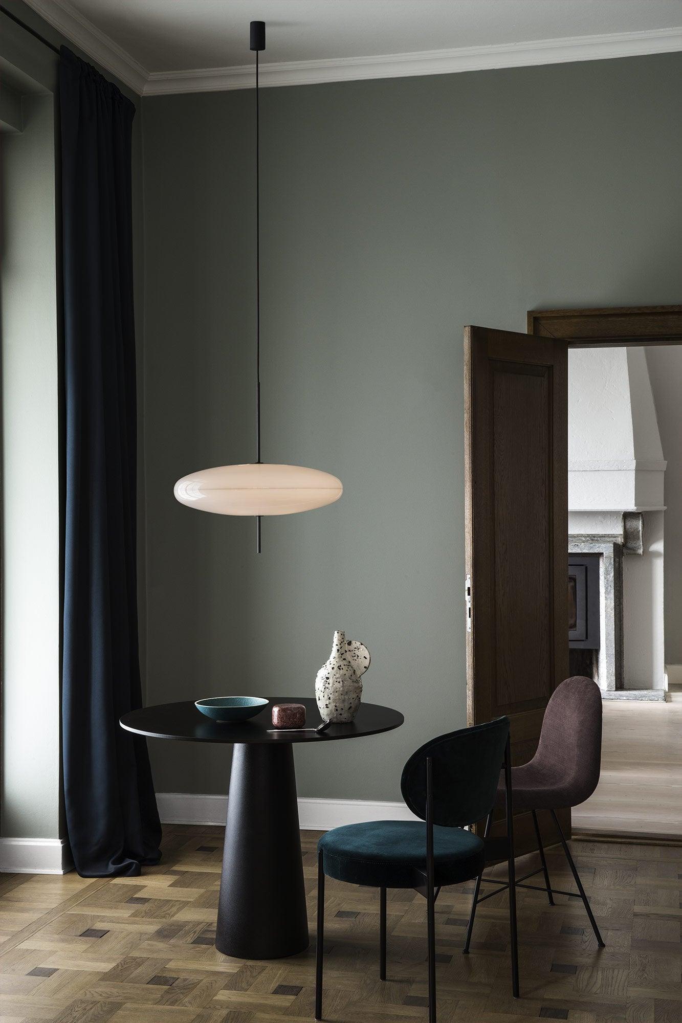 Model 2065 Mid Century Modern Pendant Lamp Opalescent Saucer Suspension Light