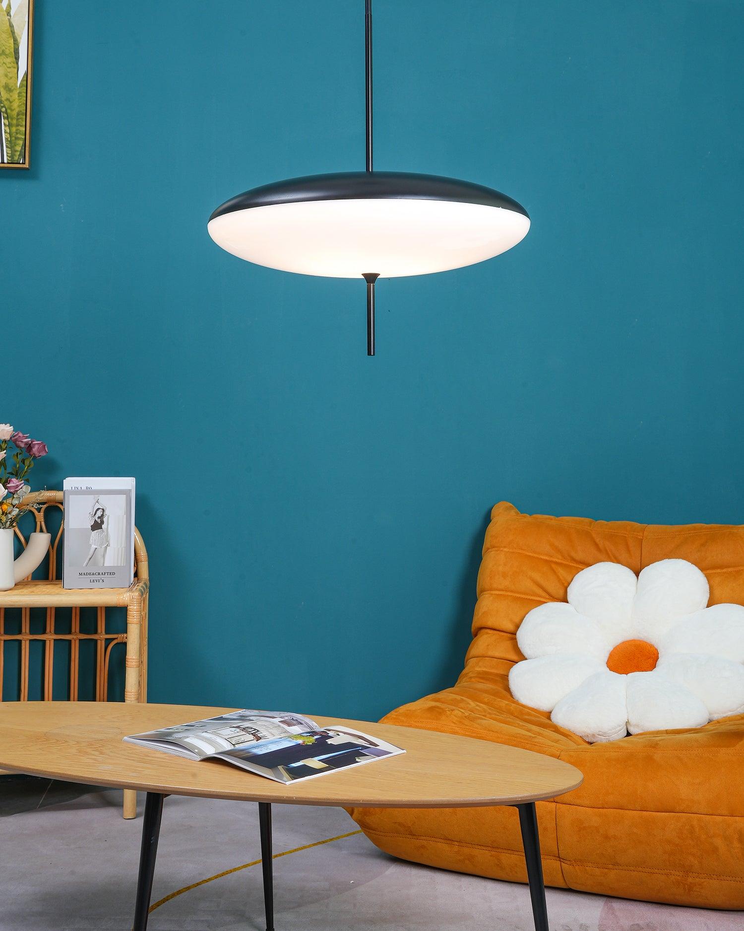 Model 2065 Mid Century Modern Pendant Lamp Opalescent Saucer Suspension Light