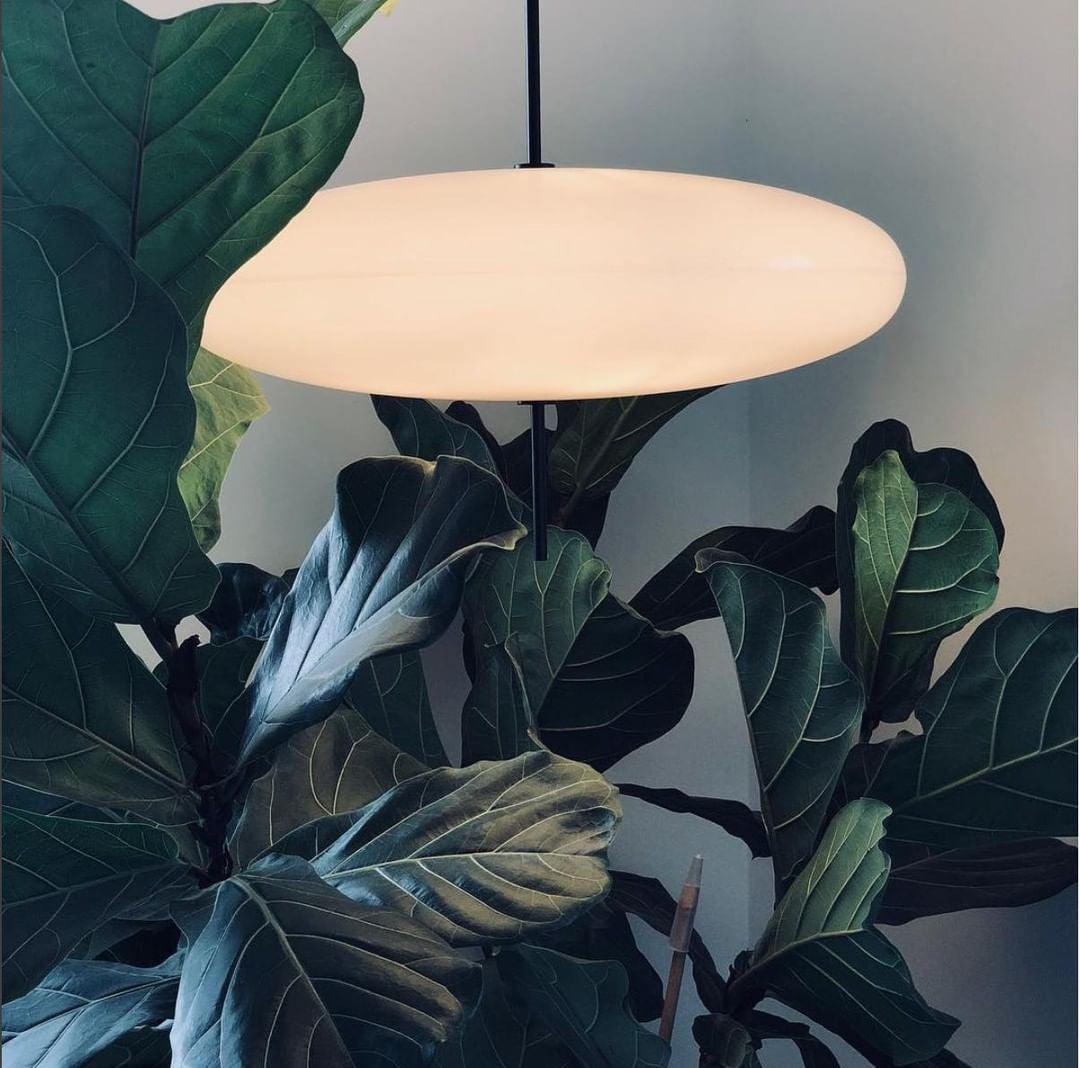 Model 2065 Mid Century Modern Pendant Lamp Opalescent Saucer Suspension Light