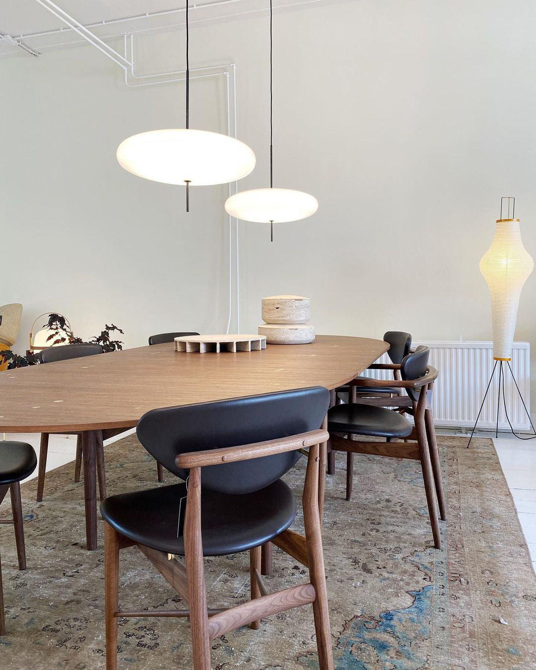 Model 2065 Mid Century Modern Pendant Lamp Opalescent Saucer Suspension Light
