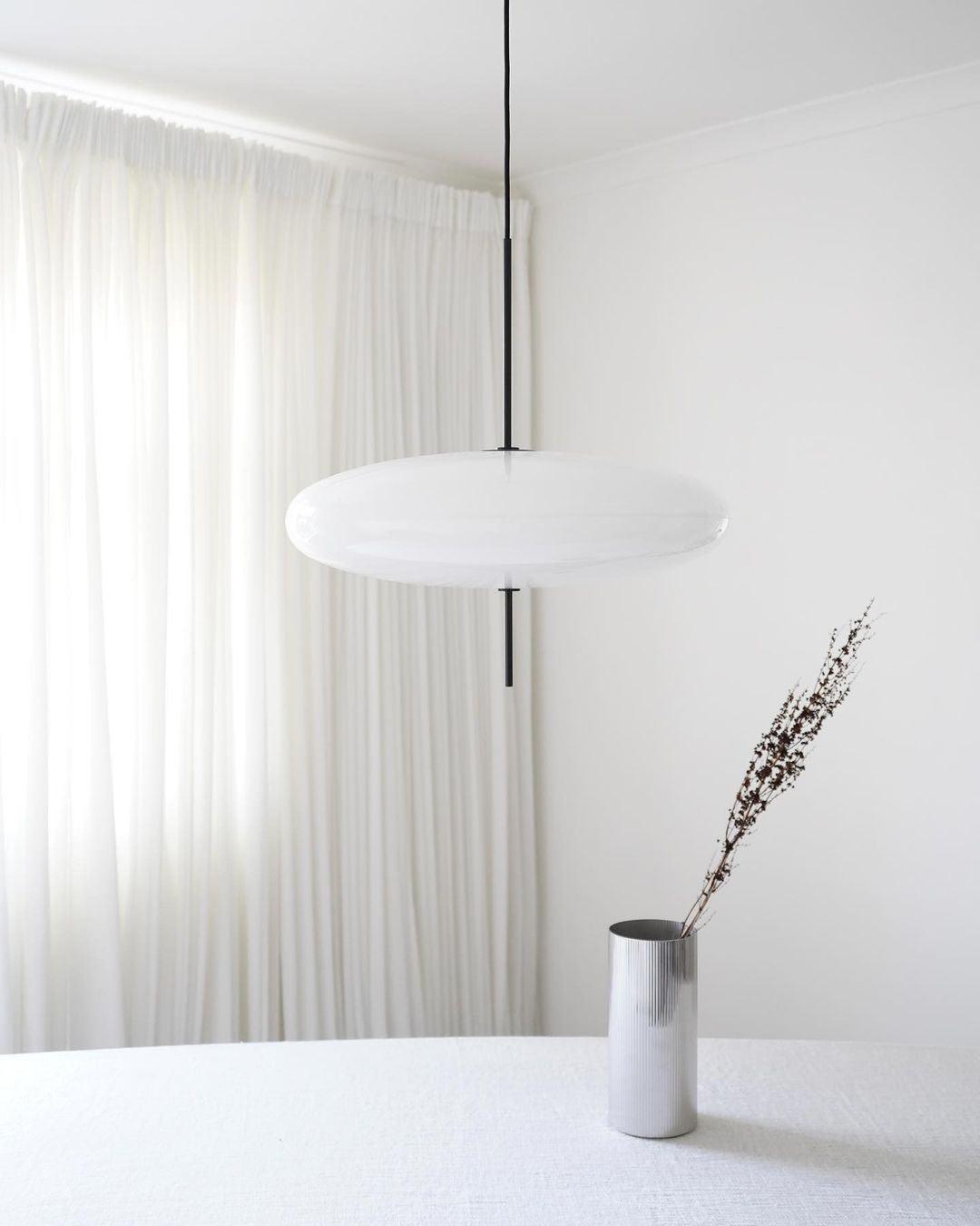Model 2065 Mid Century Modern Pendant Lamp Opalescent Saucer Suspension Light