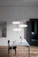 Model 2065 Mid Century Modern Pendant Lamp Opalescent Saucer Suspension Light