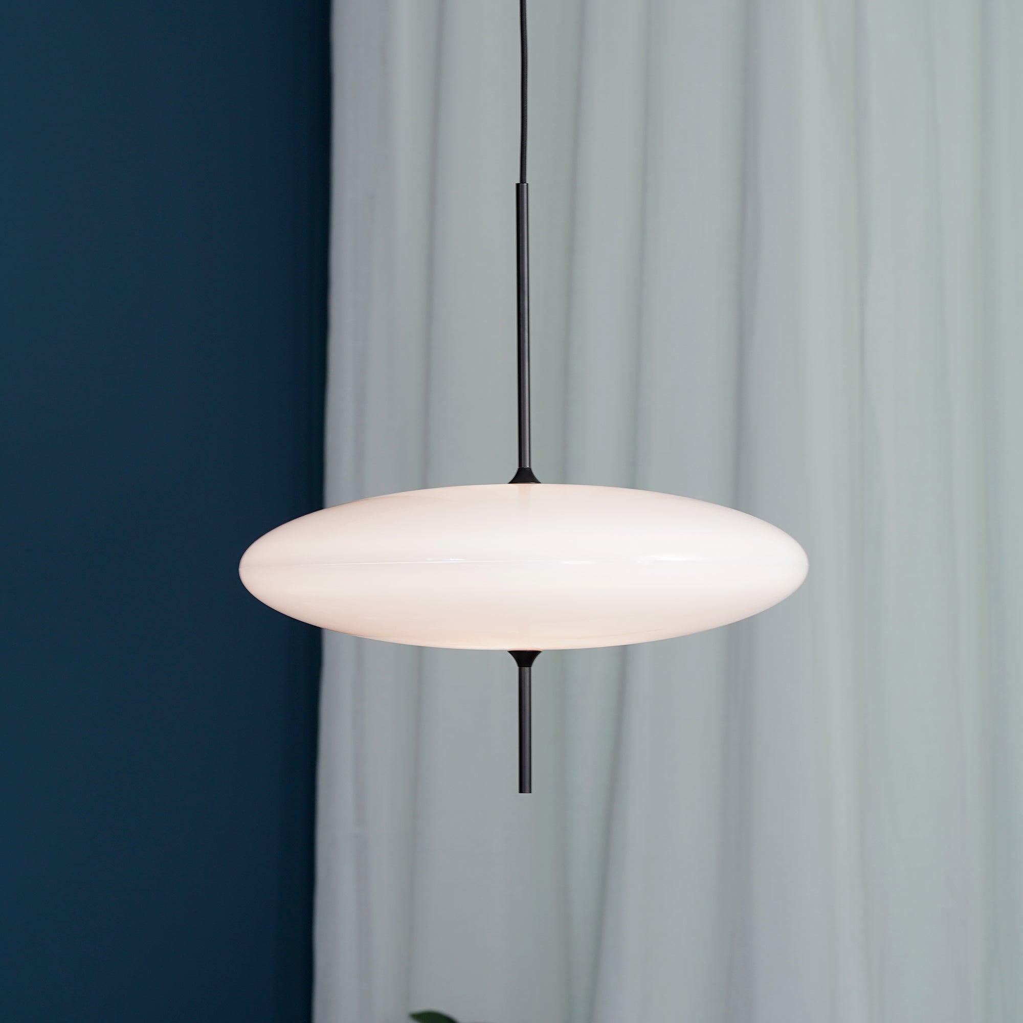 Model 2065 Mid Century Modern Pendant Lamp Opalescent Saucer Suspension Light