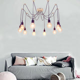 Modern 10 Head Cluster Spider Chandelier DIY Adjustable Industrial LED Pendant Ceiling Light