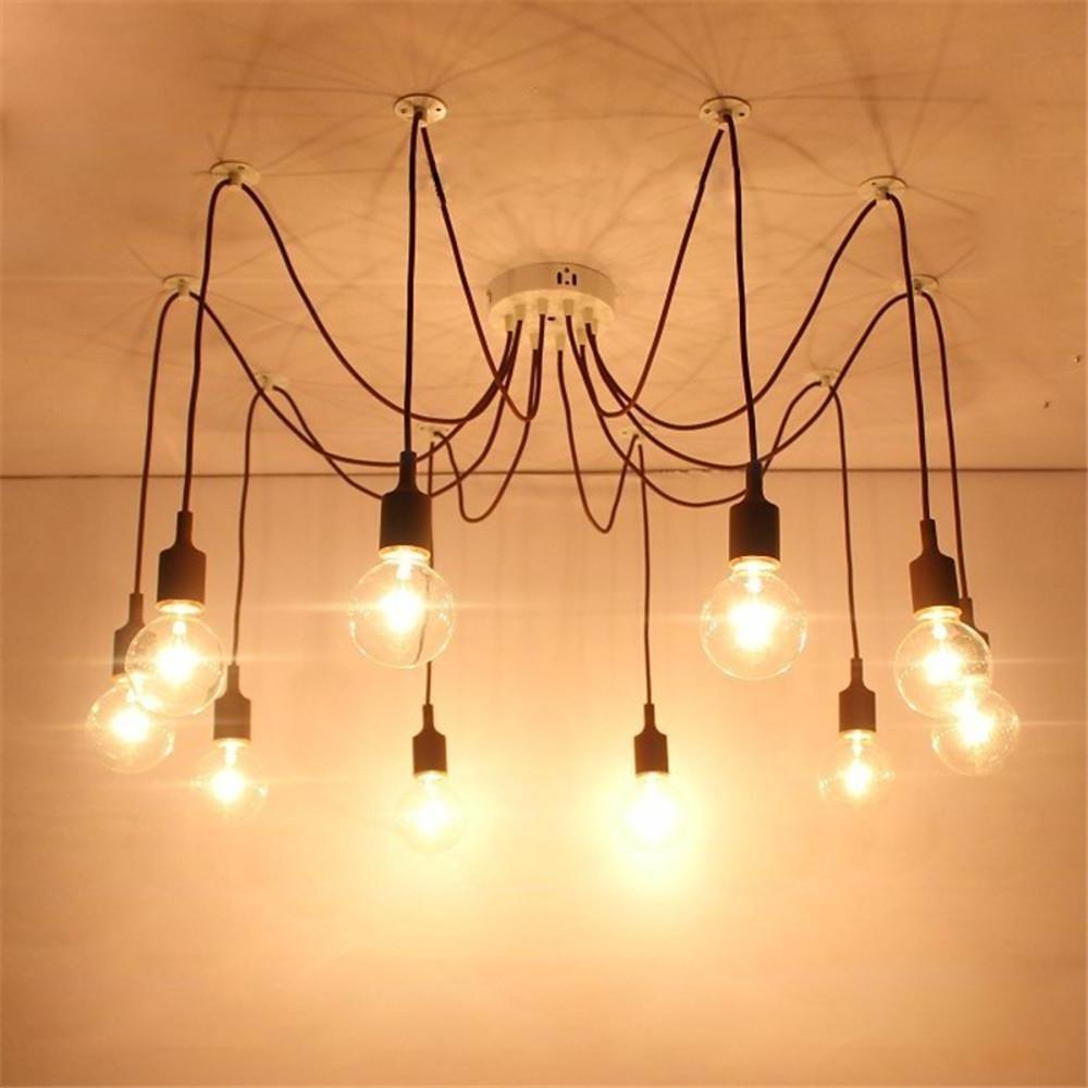 Modern 10 Head Cluster Spider Chandelier DIY Adjustable Industrial LED Pendant Ceiling Light