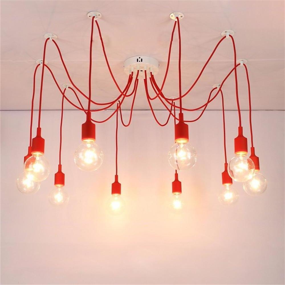 Modern 10 Head Cluster Spider Chandelier DIY Adjustable Industrial LED Pendant Ceiling Light