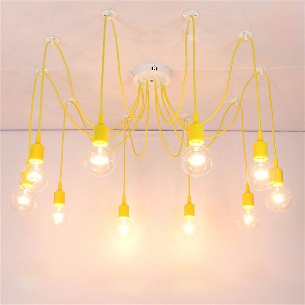 Modern 10 Head Cluster Spider Chandelier DIY Adjustable Industrial LED Pendant Ceiling Light