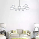 Modern 10 Light Glass LED Sputnik Chandelier White Contemporary Metal Pendant Lighting