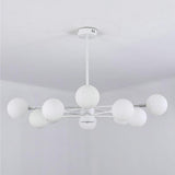 Modern 10 Light Glass LED Sputnik Chandelier White Contemporary Metal Pendant Lighting