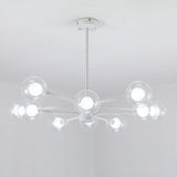 Modern 10 Light Glass LED Sputnik Chandelier White Contemporary Metal Pendant Lighting