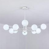 Modern 10 Light Glass LED Sputnik Chandelier White Contemporary Metal Pendant Lighting