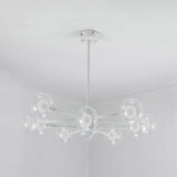 Modern 10 Light Glass LED Sputnik Chandelier White Contemporary Metal Pendant Lighting