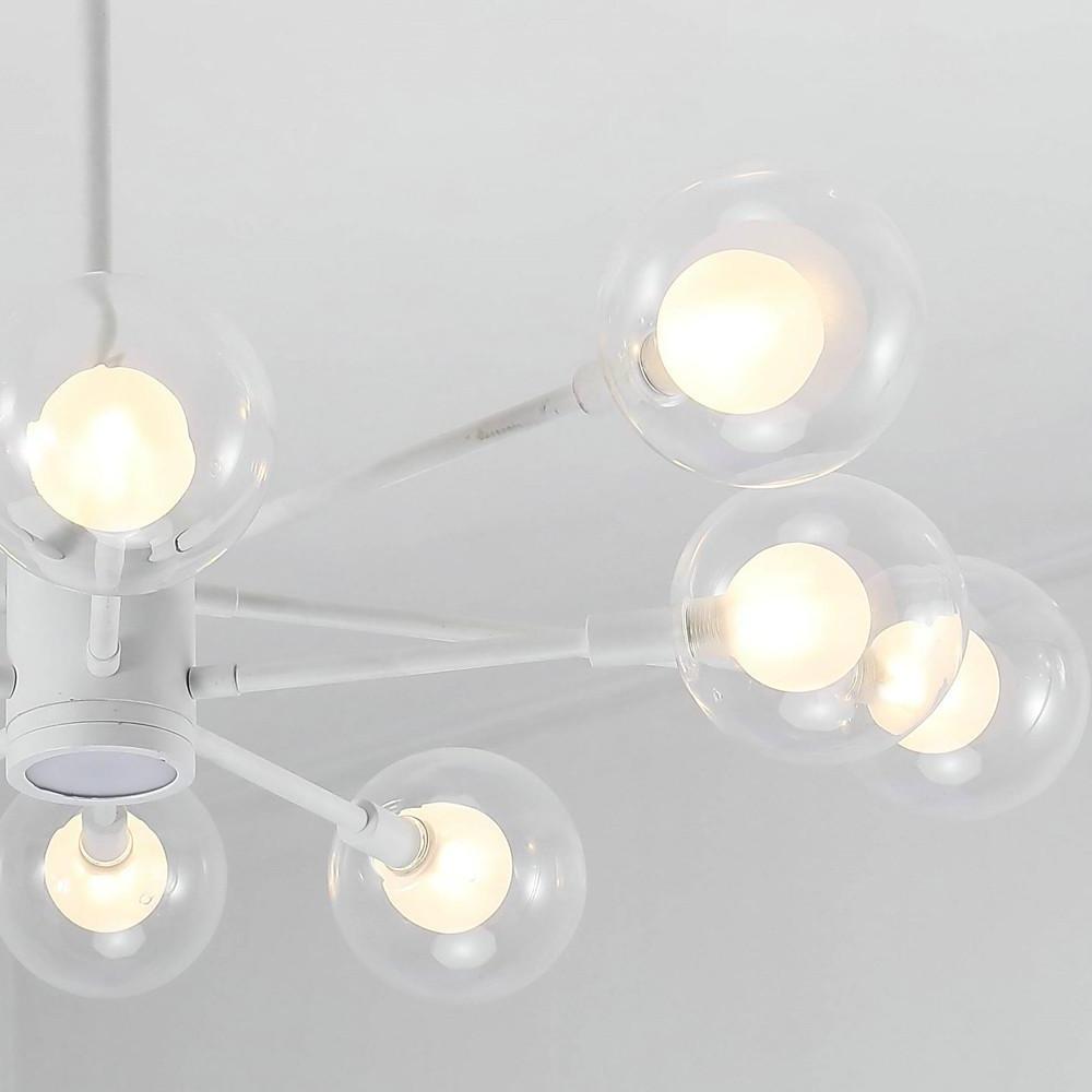 Modern 10 Light Glass LED Sputnik Chandelier White Contemporary Metal Pendant Lighting
