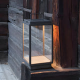 Modern 11 Inch Black Outdoor LED Lantern with Clear Glass Shade Hardwired Portable Garden Light
