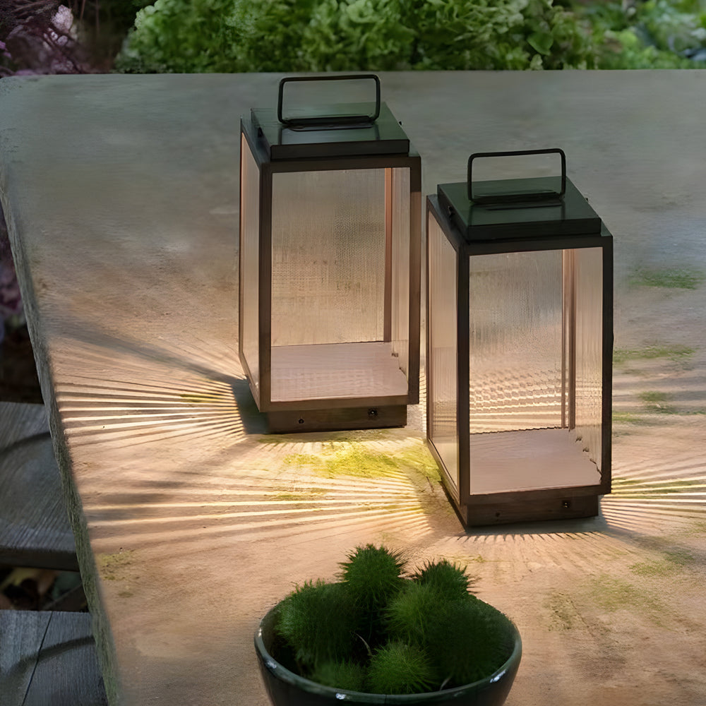 Modern 11 Inch Black Outdoor LED Lantern with Clear Glass Shade Hardwired Portable Garden Light