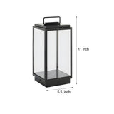 Modern 11 Inch Black Outdoor LED Lantern with Clear Glass Shade Hardwired Portable Garden Light