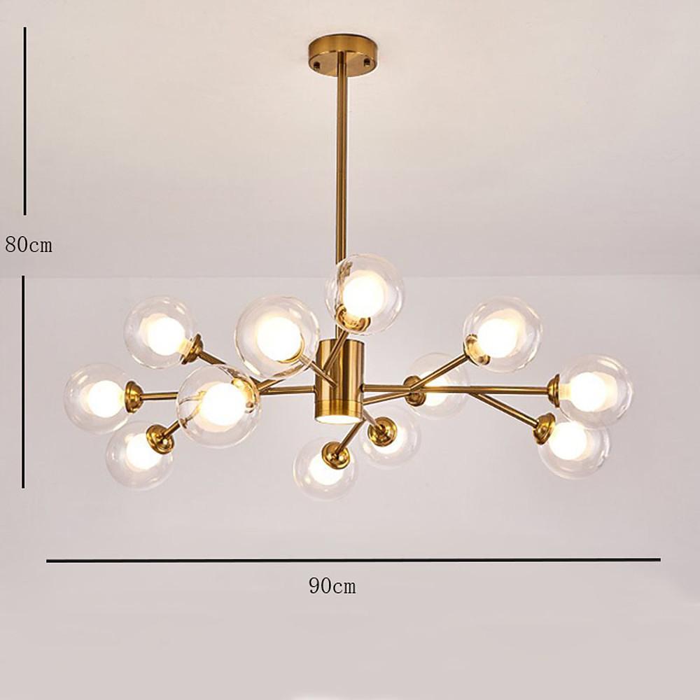 Modern 12 Light Glass Globe Sputnik Chandelier Mid Century Pendant Lighting for Living Room
