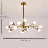 Modern 12 Light Glass Globe Sputnik Chandelier Mid Century Pendant Lighting for Living Room