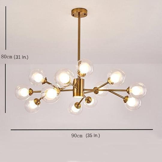 Modern 12 Light Glass Globe Sputnik Chandelier Mid Century Pendant Lighting for Living Room