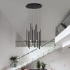 Modern 12 Light LED Cluster Pendant Chandelier with Elongated Cylindrical Shades for Dining Room
