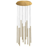 Modern 12 Light LED Cluster Pendant Chandelier with Elongated Cylindrical Shades for Dining Room