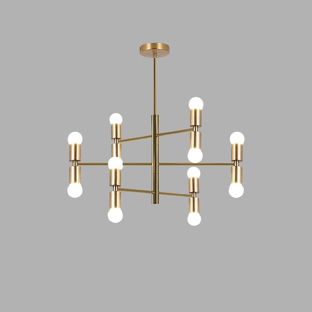 Modern 12 Light LED Sputnik Chandelier Black and Gold Mid Century Pendant Light for Living Room