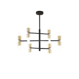Modern 12 Light LED Sputnik Chandelier Black and Gold Mid Century Pendant Light for Living Room