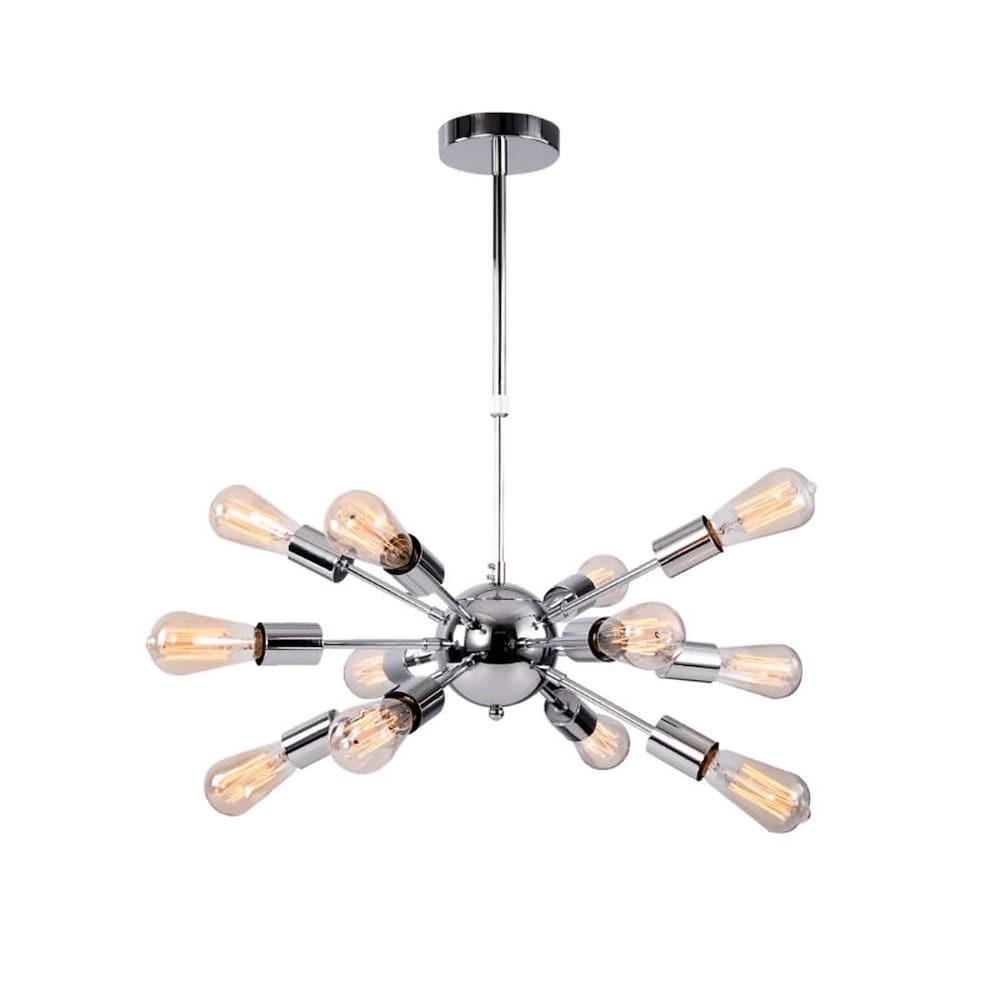 Modern 12 Light Sputnik Chandelier for Dining Room and Kitchen Mid Century Semi Flush Mount Ceiling Light