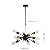 Modern 12 Light Sputnik Chandelier for Dining Room and Kitchen Mid Century Semi Flush Mount Ceiling Light