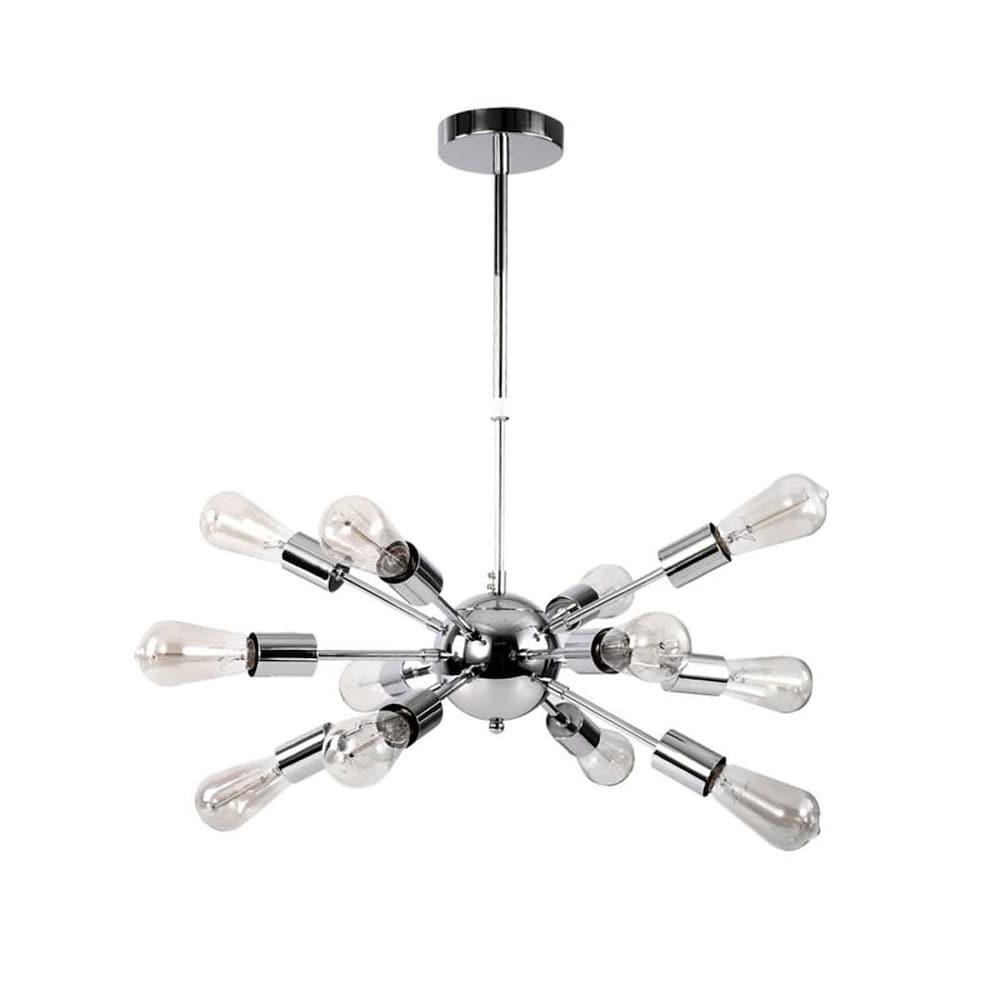 Modern 12 Light Sputnik Chandelier for Dining Room and Kitchen Mid Century Semi Flush Mount Ceiling Light