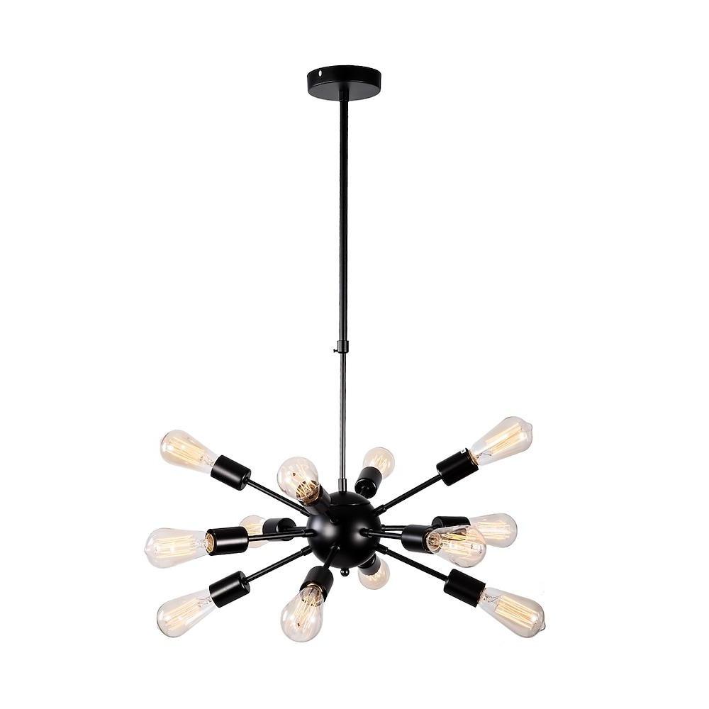 Modern 12 Light Sputnik Chandelier for Dining Room and Kitchen Mid Century Semi Flush Mount Ceiling Light