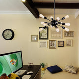 Modern 12 Light Sputnik Chandelier for Dining Room and Kitchen Mid Century Semi Flush Mount Ceiling Light