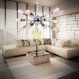 Modern 12 Light Sputnik Chandelier for Dining Room and Kitchen Mid Century Semi Flush Mount Ceiling Light