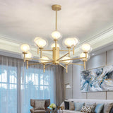 Modern 12 Light Sputnik Chandelier Nordic Metal and Glass Globe Pendant Light