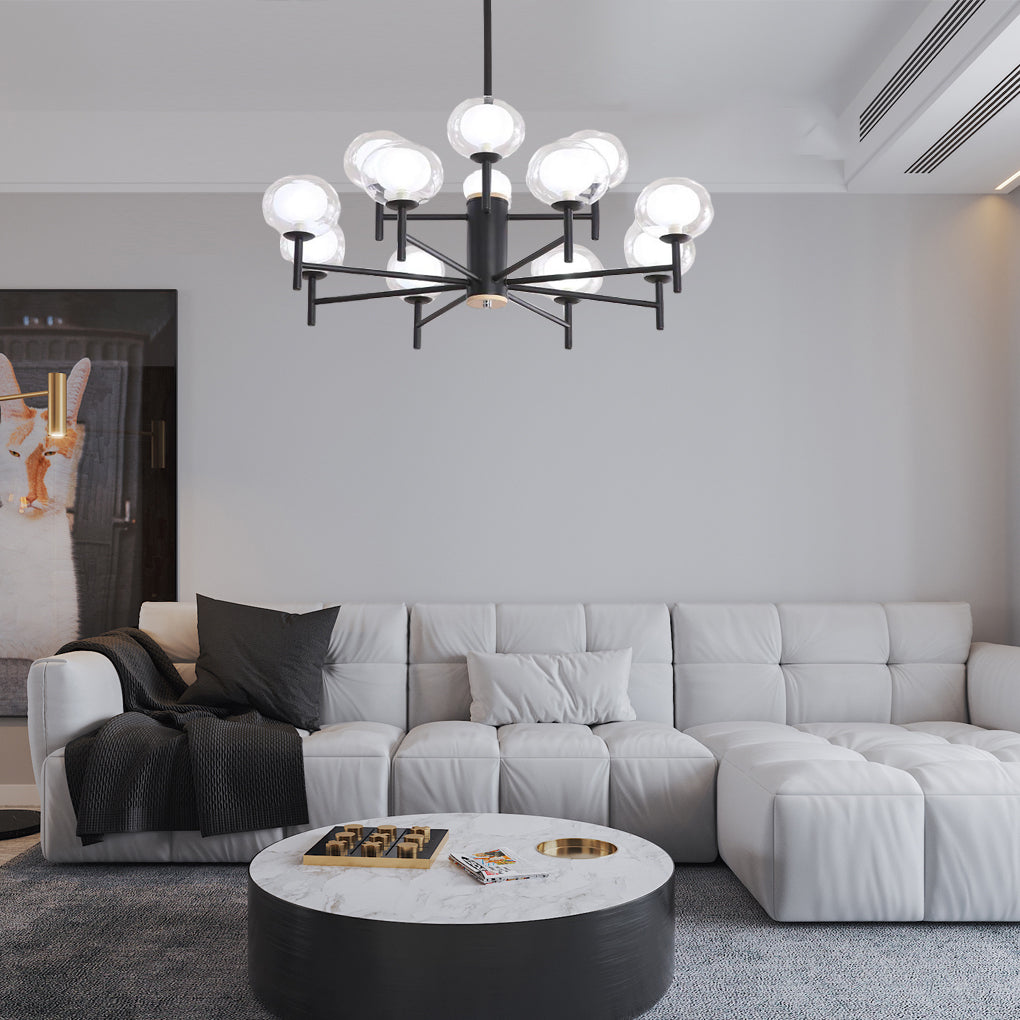 Modern 12 Light Sputnik Chandelier Nordic Metal and Glass Globe Pendant Light