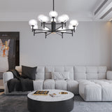 Modern 12 Light Sputnik Chandelier Nordic Metal and Glass Globe Pendant Light