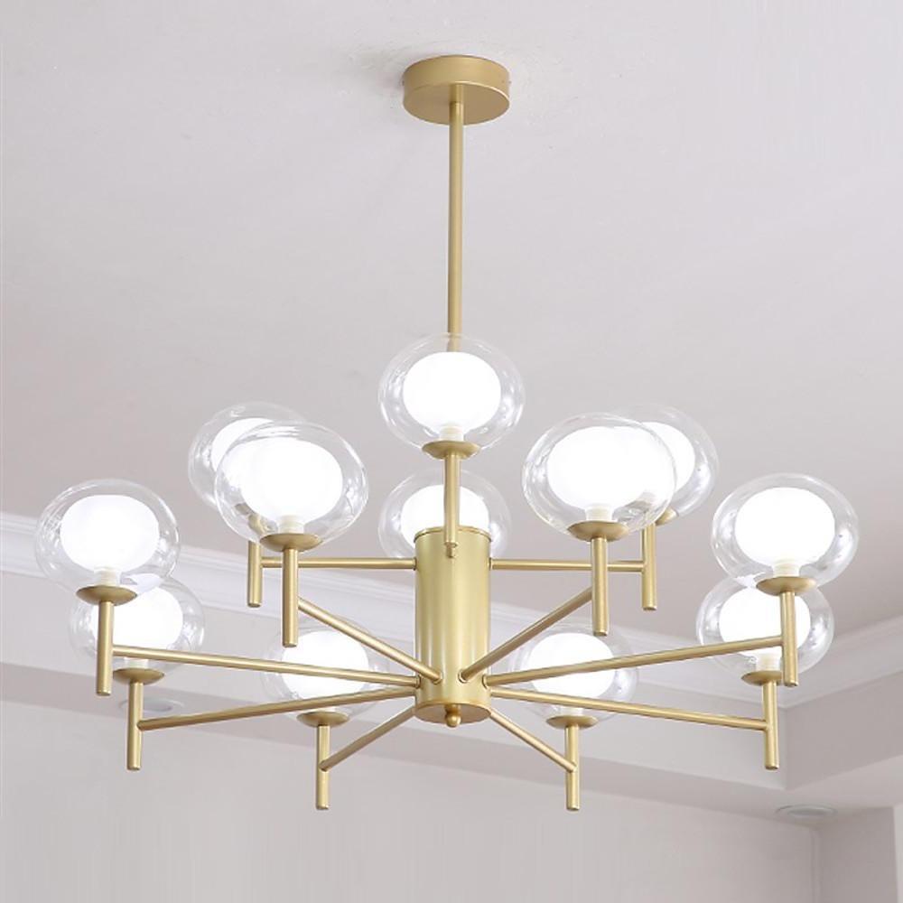 Modern 12 Light Sputnik Chandelier Nordic Metal and Glass Globe Pendant Light