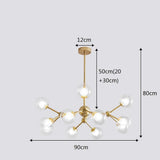 Modern 12 Light Starburst Sputnik Chandelier Gold and Black Glass Semi Flush Mount Ceiling Fixture