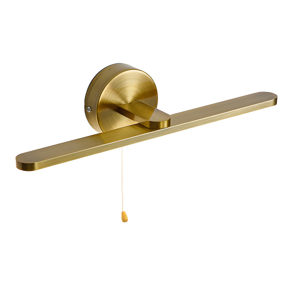 Modern 15.7 Inch LED Linear Bathroom Vanity Light with Pull Cord Switch in Black or Bronze