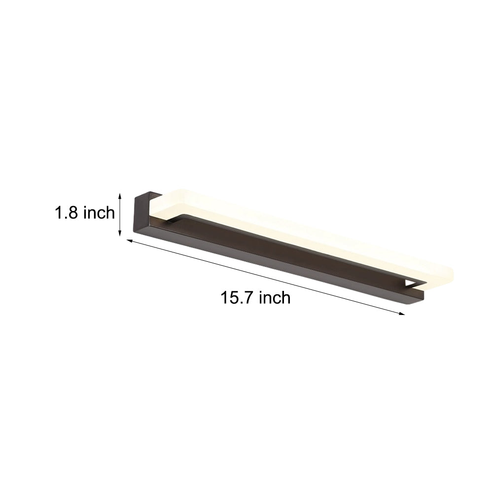 Modern 15.74 Inch Black Linear LED Vanity Light with Mesh Filter for Bathroom Mirror