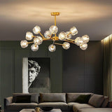 Modern 15 Light Crystal and Copper Sputnik Chandelier Elegant Gold Ceiling Fixture