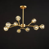Modern 15 Light Crystal and Copper Sputnik Chandelier Elegant Gold Ceiling Fixture