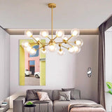 Modern 15 Light Sputnik Cluster Chandelier with Glass Globe Shades for Living Room