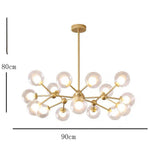 Modern 15 Light Sputnik Cluster Chandelier with Glass Globe Shades for Living Room