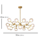 Modern 15 Light Sputnik Cluster Chandelier with Glass Globe Shades for Living Room